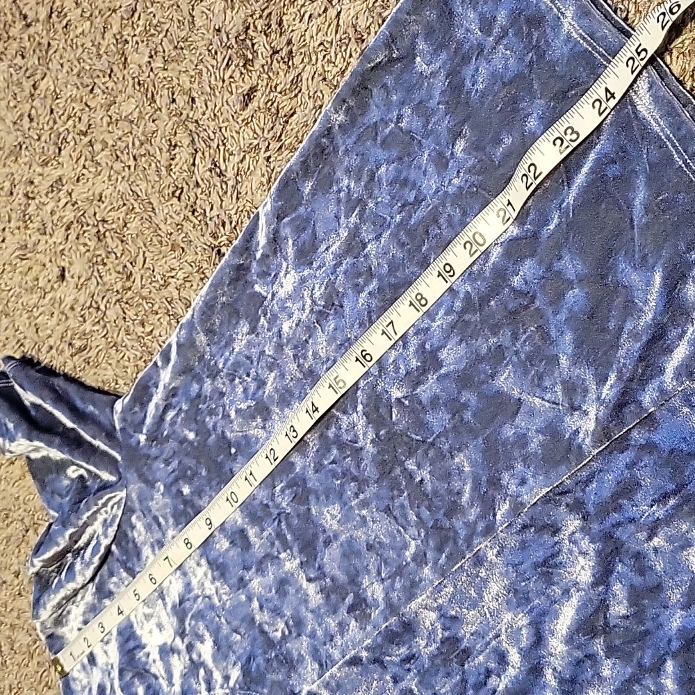 Before You Velour Velvet Y2K 90s Top Blue Gray Purple V-Neck Stretch Oversized - Picture 9 of 16